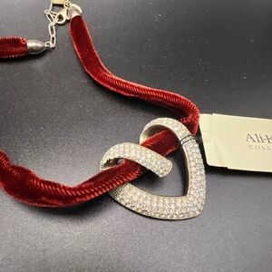 Ali Khan Red Velvet Heart Necklace